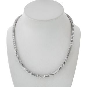 Italian Sterling Silver 925 Irridium Plated 5mm Popcorn Chain Necklace 17.75"